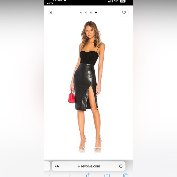 Revolve Faux Leather Midi Skirt in Black size M - Picture 3 of 5